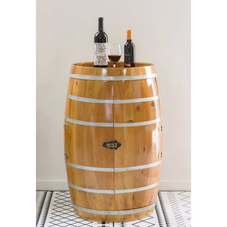 Vintiquewise Wooden Wine Barrel Shaped Wine Holder, Bar Storage Lockable Storage Cabinet QI003771